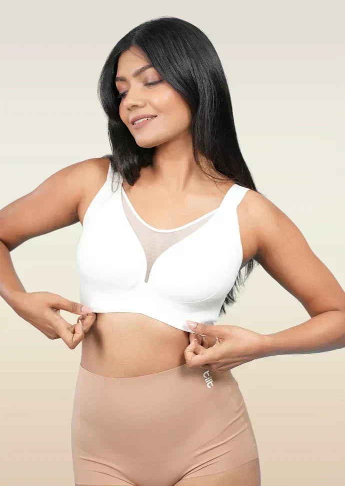 Set - White Minimiser Bra and Beige Shaper Underwear
