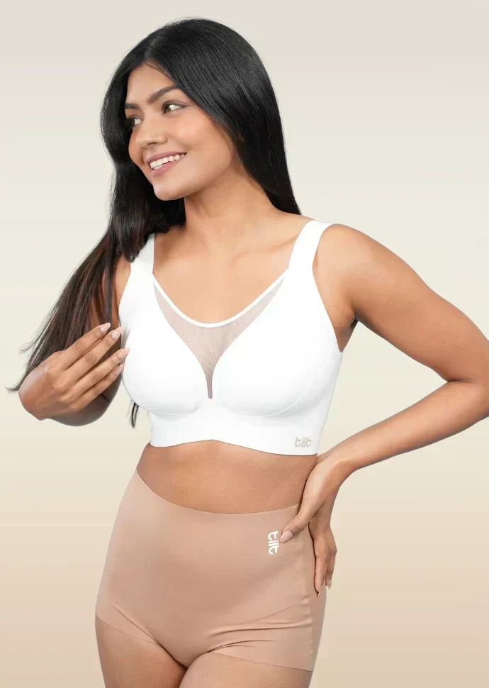 Set - White Minimiser Bra and Beige Shaper Underwear