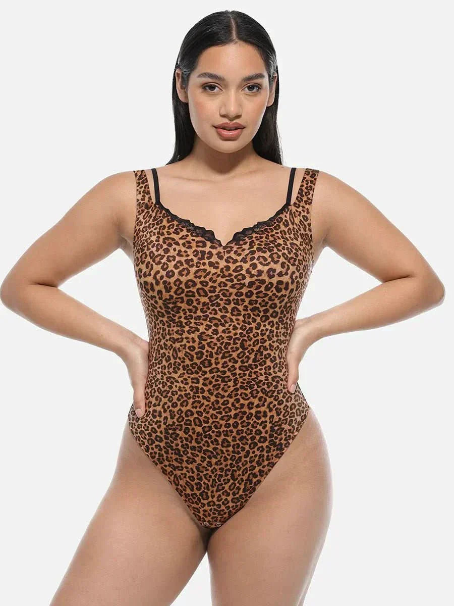 Leopard Print Waist and Abdomen Shaping bodysuit