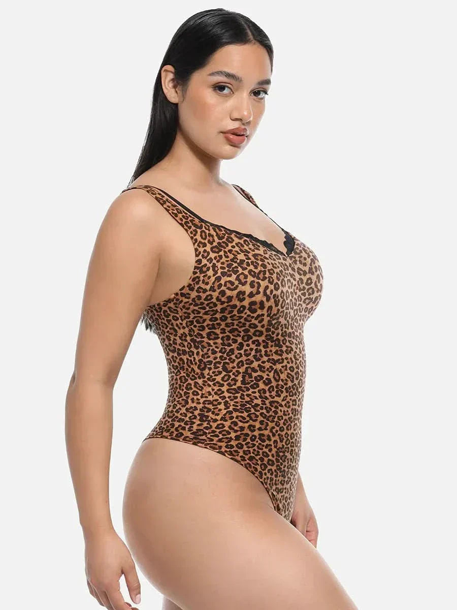 Leopard Print Waist and Abdomen Shaping bodysuit