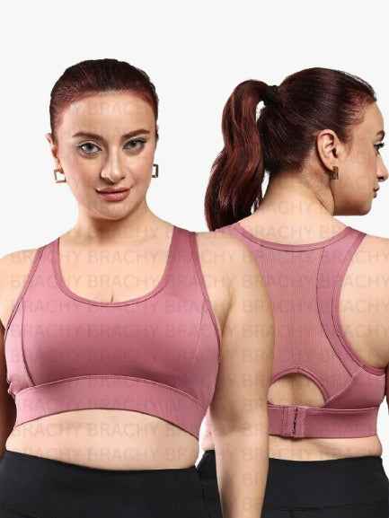 Brachy Women Plus Size Full Coverage Padded Rapid-Dry High Impact Racerback Workout Bra.