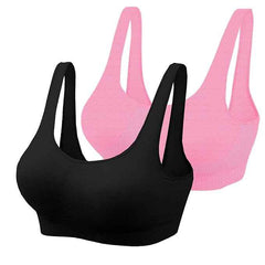 Pack Of 2 Womens Fashion Sports Bra | Seamless, Padded, Non-Wired Gym & Yoga Bra | High Support, Comfortable Everyday Bralette