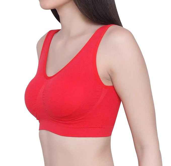 Pack Of 2 Womens Fashion Sports Bra | Seamless, Padded, Non-Wired Gym & Yoga Bra | High Support, Comfortable Everyday Bralette