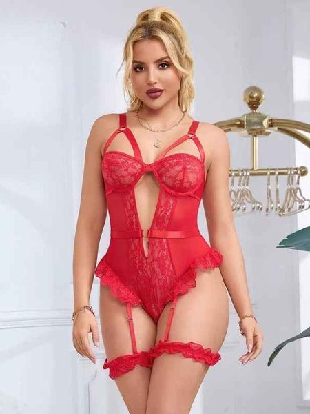 Brachy Women Teddy Bridal Red Bodysuit Lace Baby Doll