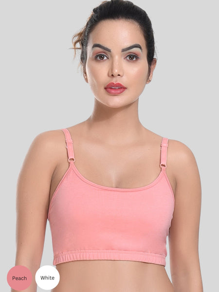 Bamboo Fabric Teenager Bra Non-Padded Non-Wired | Pop-On Bra | Detachable And Adjustable Straps | High Coverage Bra For Teenager | Pack of 2