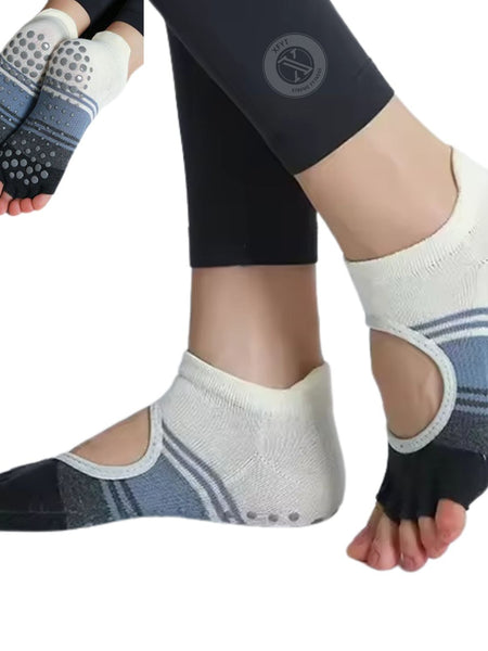 Open Toe Breathable Yoga Socks : Non Slip , Blue