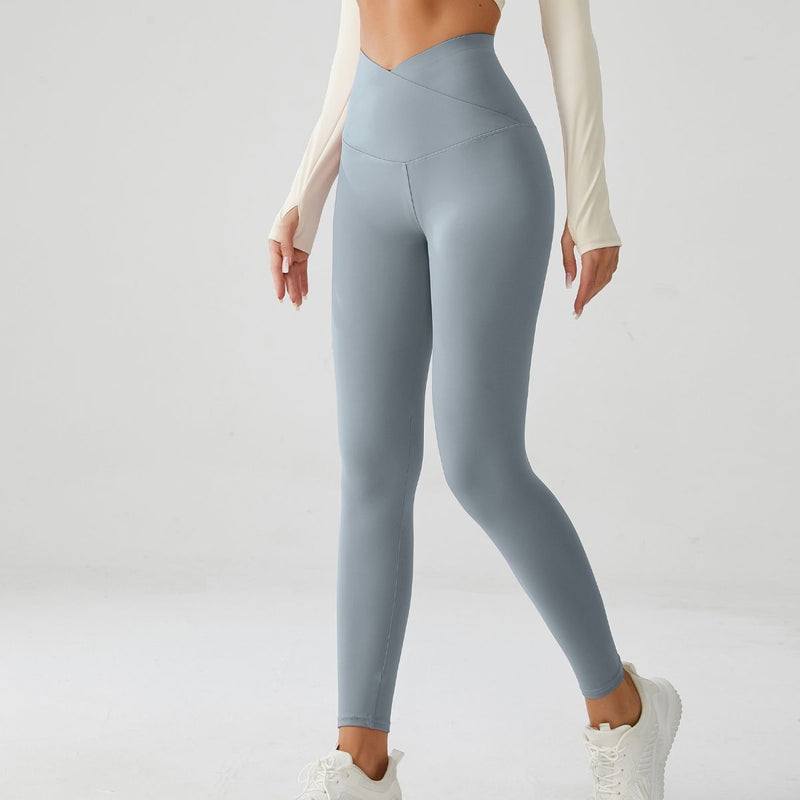 Crossover V-Waist Glacier Blue Yoga Leggings
