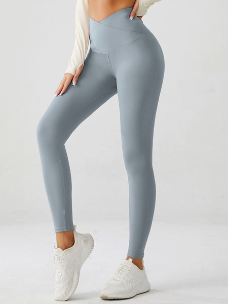 Crossover V-Waist Glacier Blue Yoga Leggings