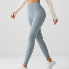 Crossover V-Waist Glacier Blue Yoga Leggings