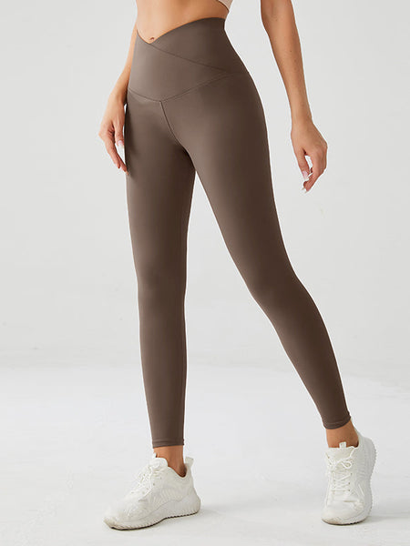 Crossover V-Waist Amber Brown Yoga Pants