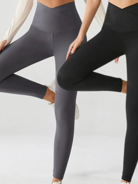 Pack of 2 Crossover Dark Yoga Pants (Black n Grey)
