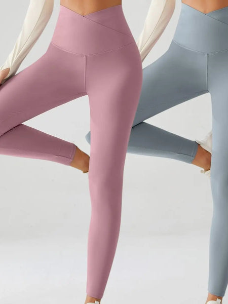 Pack of 2 Crossover Light Yoga Pants (Pink n Blue)