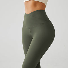 Crossover V-Waist Eclipse Green Yoga Pants