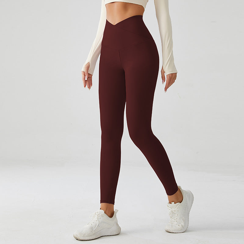 Crossover V-Waist Mars Red Yoga Leggings