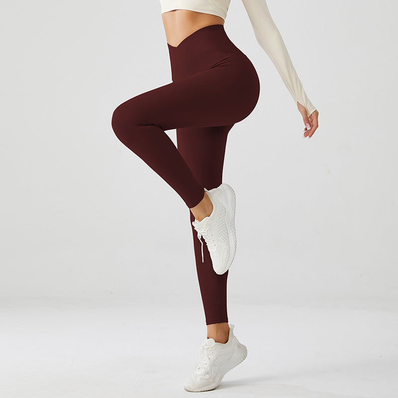 Crossover V-Waist Mars Red Yoga Leggings