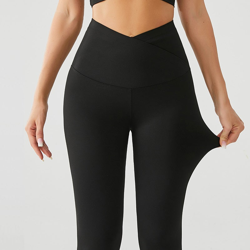 Crossover V-Waist Midnight Black Yoga Leggings