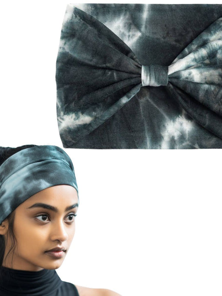 Black XFyt super soft wide Tie Dye sweat workout gym sports hairband for women girls