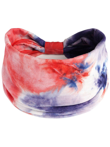 Tie Dye Hair Band : Crimson Blue Shade