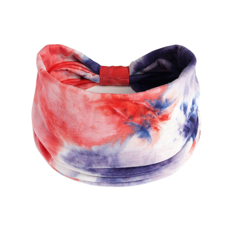Tie Dye Hair Band : Crimson Blue Shade