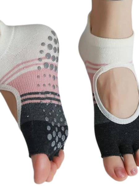 XFyt anti slip anti skid open toe yoga socks for women girls