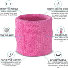 Cotton Wrist Sweat Band : Pink (Pack of 2)