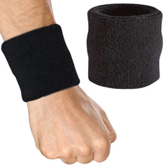 Cotton Wrist Sweat Band : Black (Set of 2)