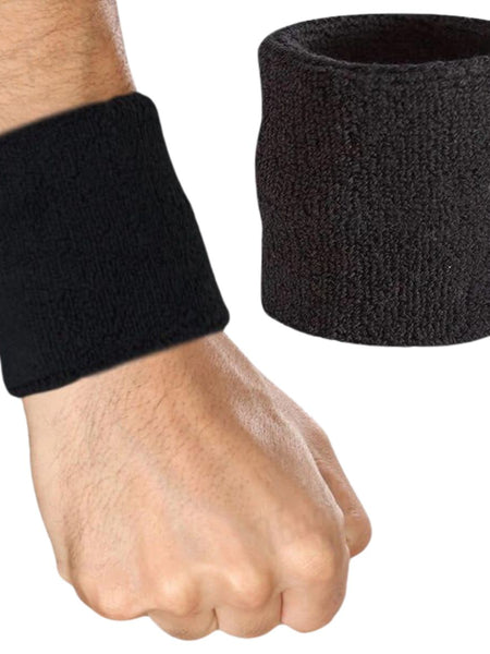 Cotton Wrist Sweat Band : Black (Set of 2)