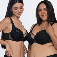 Dominique comfort underwired full coverage bra black – best comfortable bra for women by YOBO
