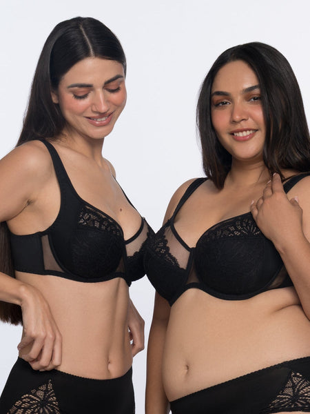 Dominique comfort underwired full coverage bra black – best comfortable bra for women by YOBO