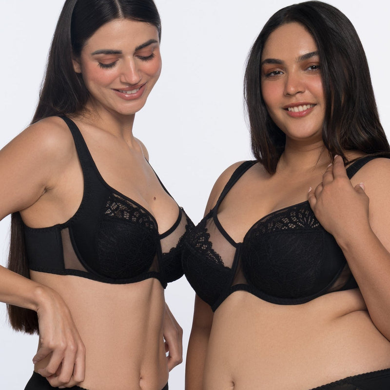 Dominique comfort underwired full coverage bra black – best comfortable bra for women by YOBO