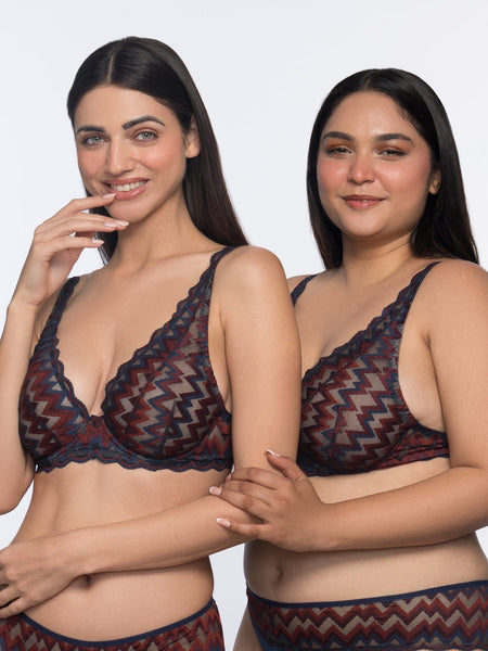 Eloise lace underwired bralette blue-maroon – fashionable bra for ladies by YOBO