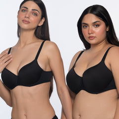 Aveline seamless T-shirt bra black – comfortable seamless full coverage bra by YOBO