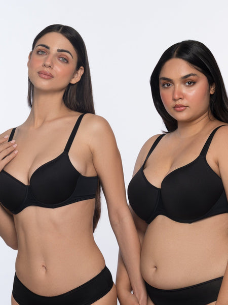Aveline seamless T-shirt bra black – comfortable seamless full coverage bra by YOBO