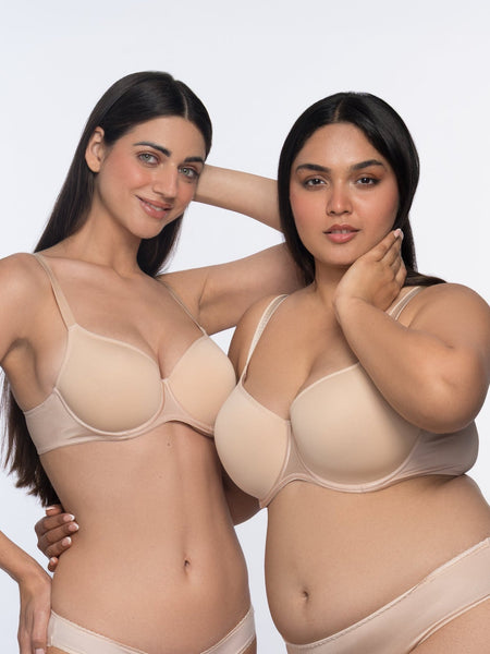Aveline seamless T-shirt bra nude – comfortable seamless full coverage bra by YOBO