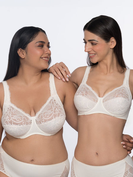 Brigitte comfort bra ivory – classic underwired full coverage bra for women by YOBO
