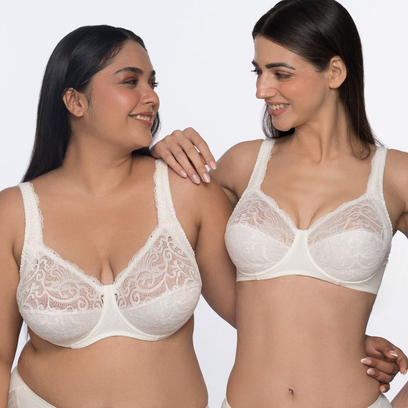 Brigitte comfort bra ivory – classic underwired full coverage bra for women by YOBO