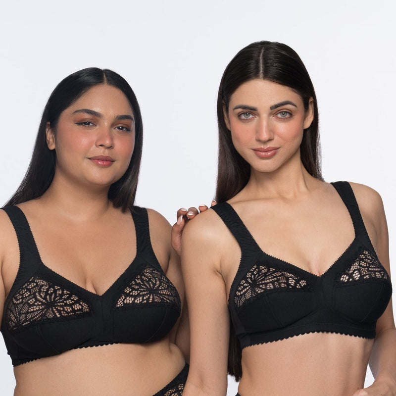 Clemence wireless comfort bra black – non-wired full coverage bra for women by YOBO