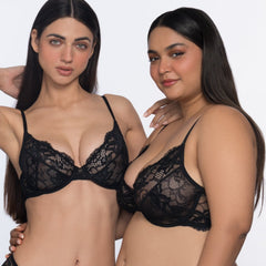 Fabienne lace underwired bra black – fashionable bra for ladies 3/4 coverage by YOBO