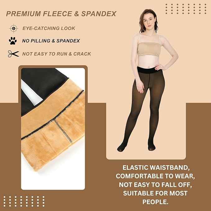 Women's Soft Touch Woolen Skinny Thicken Fake Translucent Tights Fleece Stockings