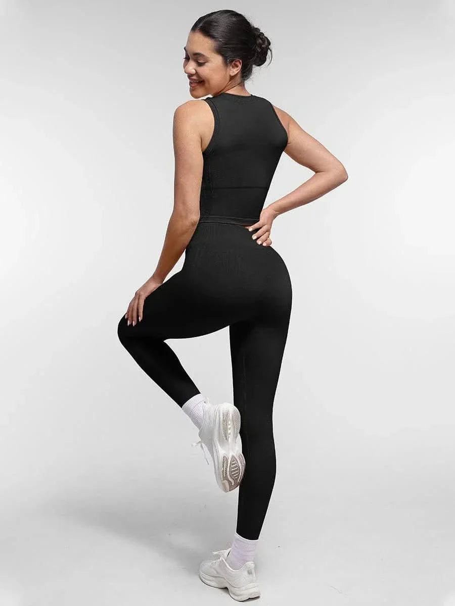 Seamless High Waist Leggings for Women with Double Layer Waistband