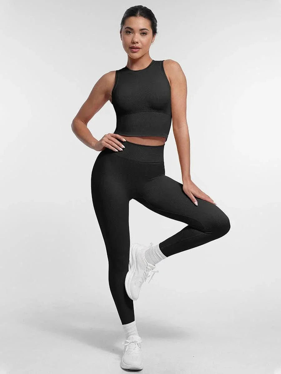 Seamless High Waist Leggings for Women with Double Layer Waistband