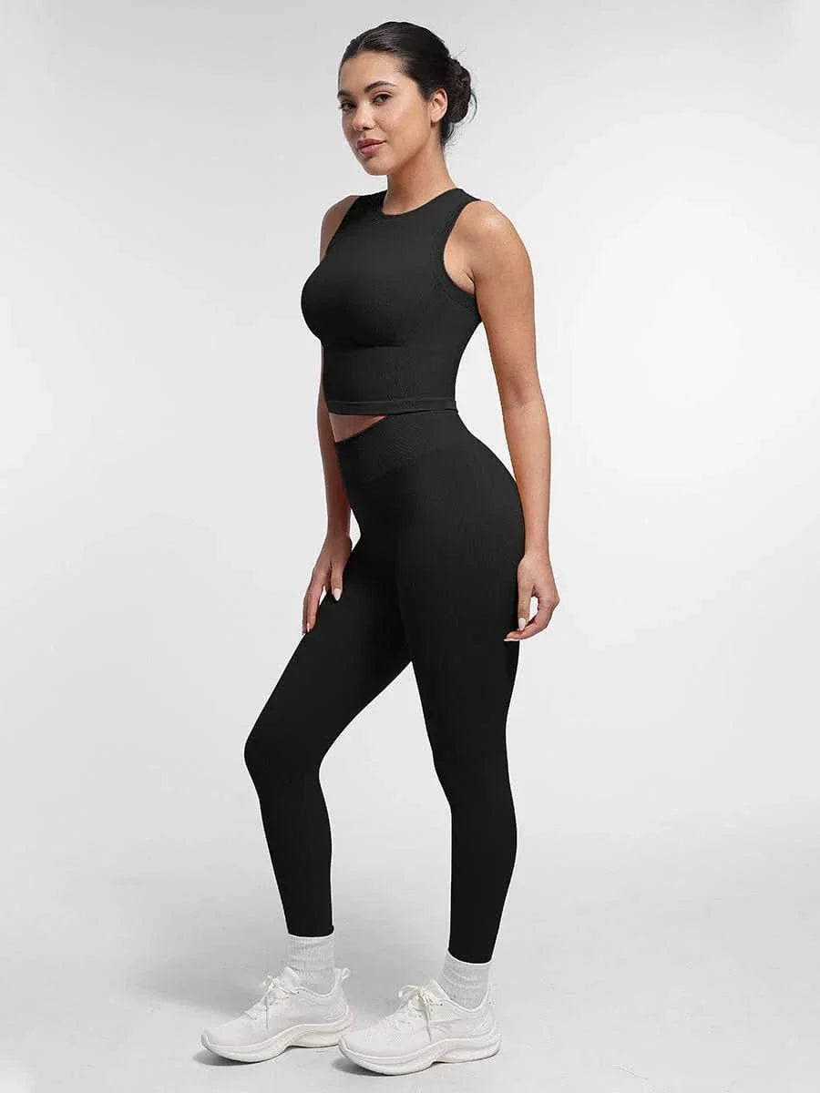 Seamless High Waist Leggings for Women with Double Layer Waistband