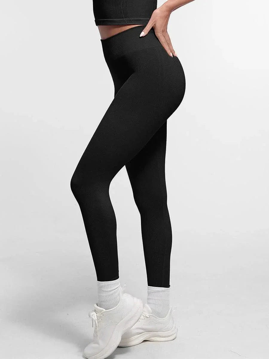 Seamless High Waist Leggings for Women with Double Layer Waistband