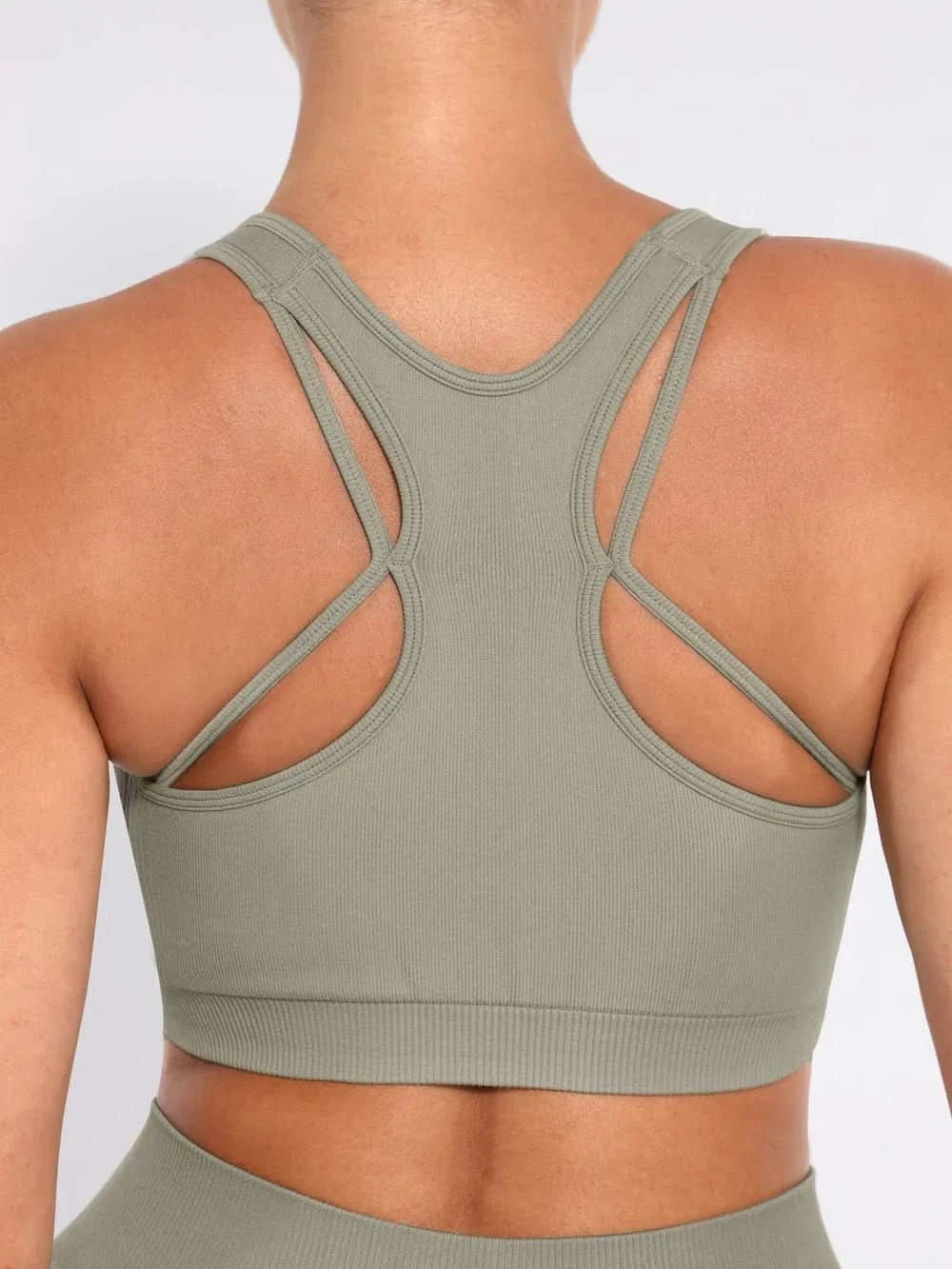 Seamless Racerback Sports Bra with Removable Pads and Support Fit