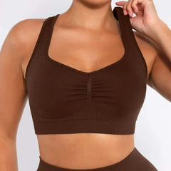Seamless Racerback Sports Bra with Removable Pads and Support Fit