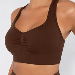 Seamless Racerback Sports Bra with Removable Pads and Support Fit