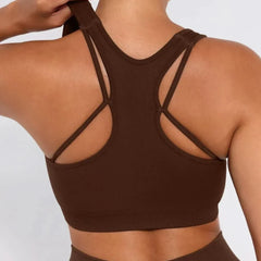 Seamless Racerback Sports Bra with Removable Pads and Support Fit