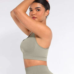 Seamless Racerback Sports Bra with Removable Pads and Support Fit