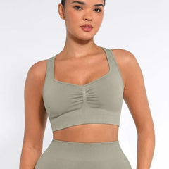 Seamless Racerback Sports Bra with Removable Pads and Support Fit