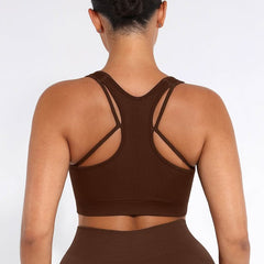 Seamless Racerback Sports Bra with Removable Pads and Support Fit